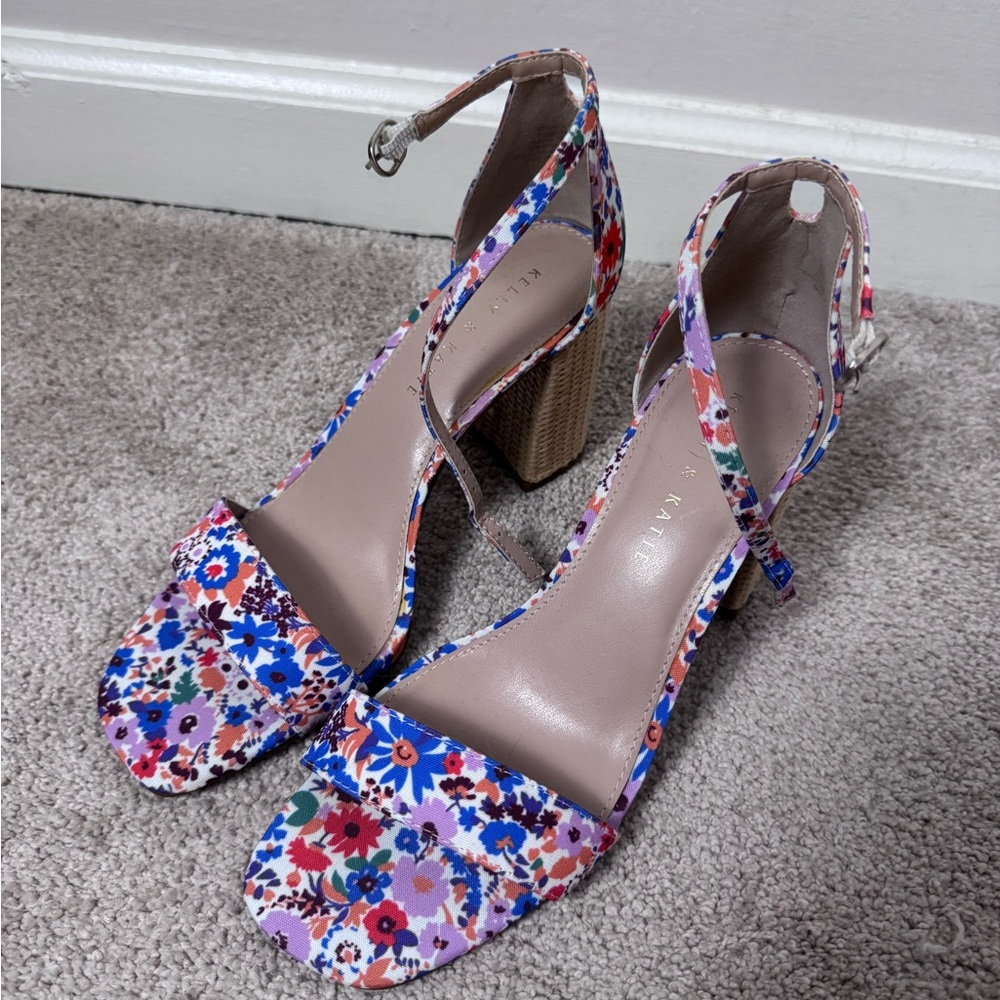 Kelsey & Katie Floral Print Chunky Heels